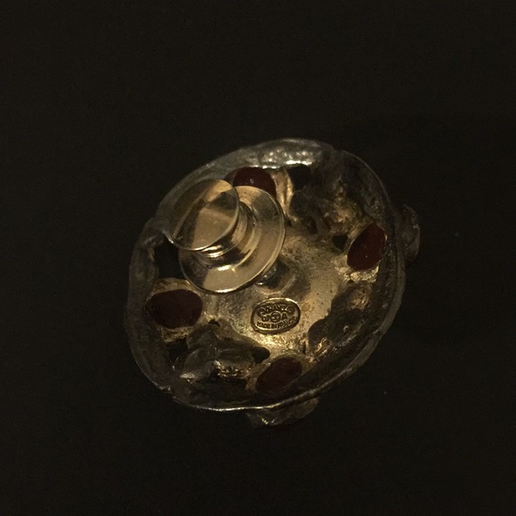 Chanel Pearl Brooch/Pin w/ Crystals & Red Stones - Picture 6 of 7